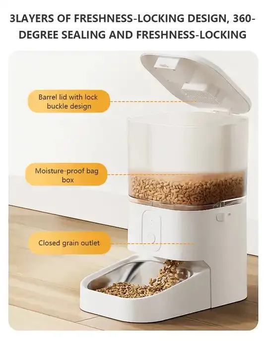 موزع طعام الحيوانات الأليفة الأوتوماتيكي الجديد . New 6L Automatic Pet Food Dispenser with Smart WiFi