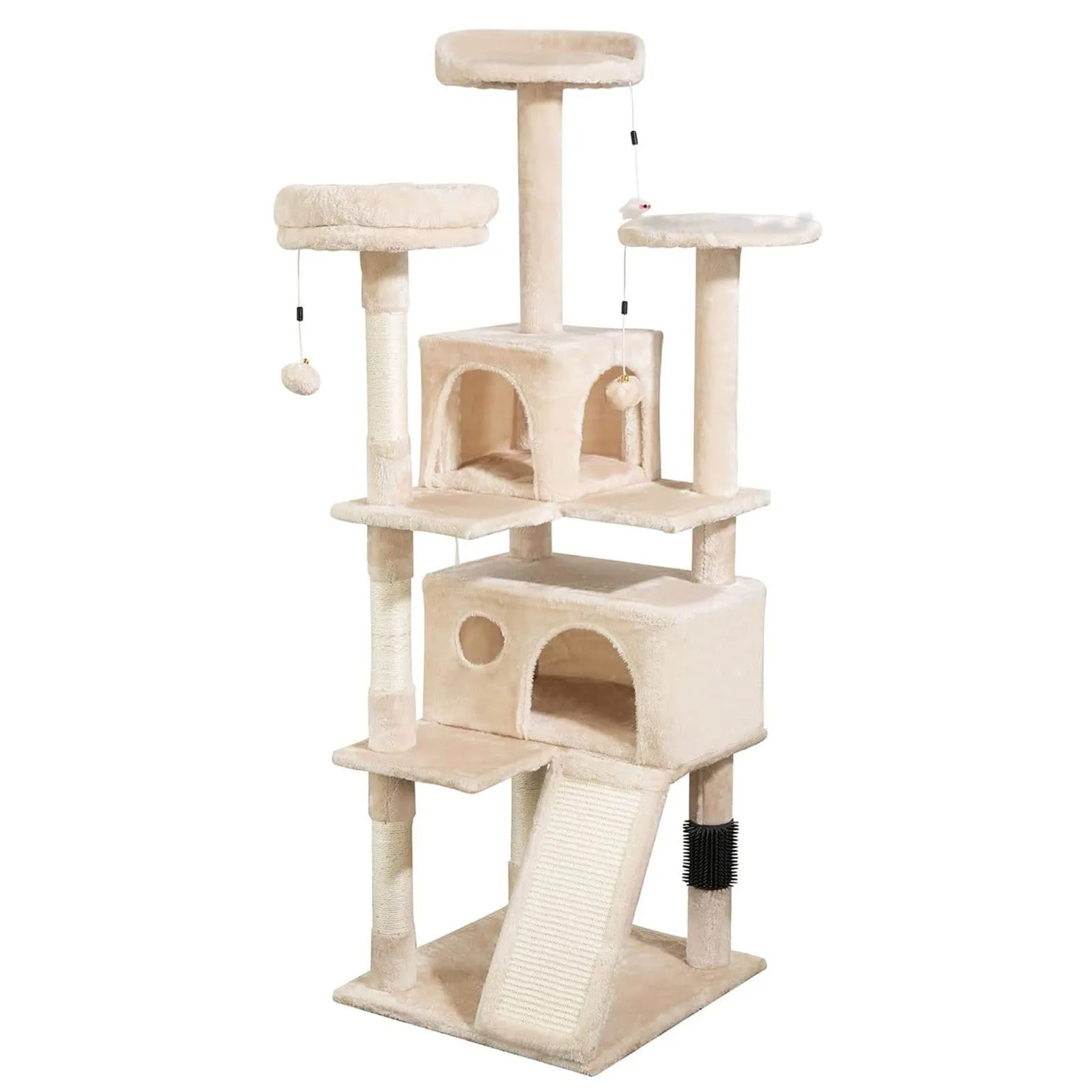 4Paws Cat Tree Scratching Post House Furniture Bed | Luxury Plush Play | 152cm | Beige