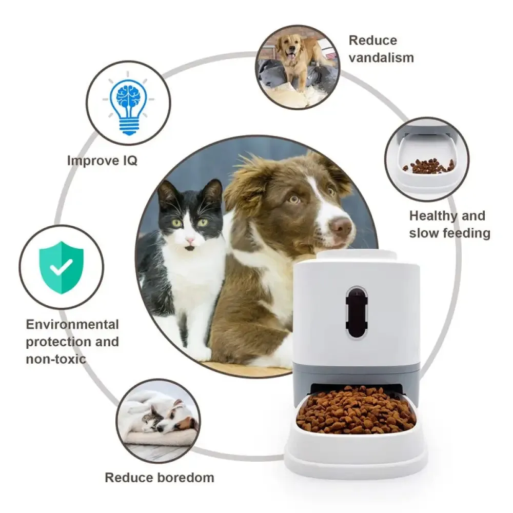 Automatic Non-slip Dry Food Dispenser for Small Medium Breed Dog Feeder Bowl