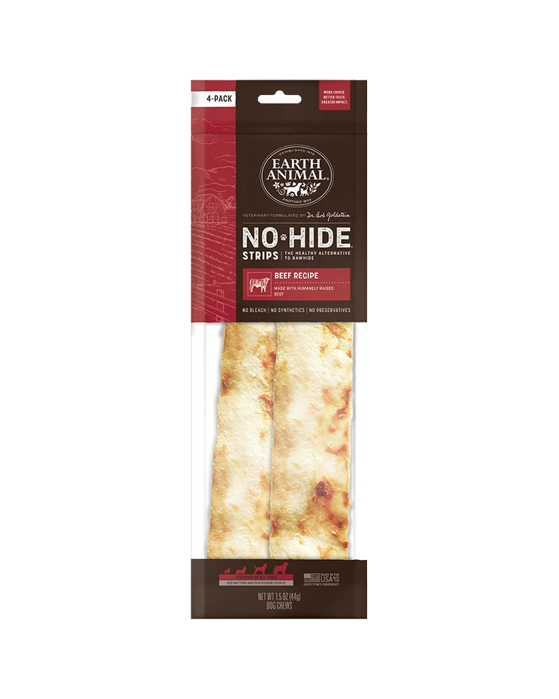 Earth Animal Beef No-Hide® Strip Dog Chews 4-Pack