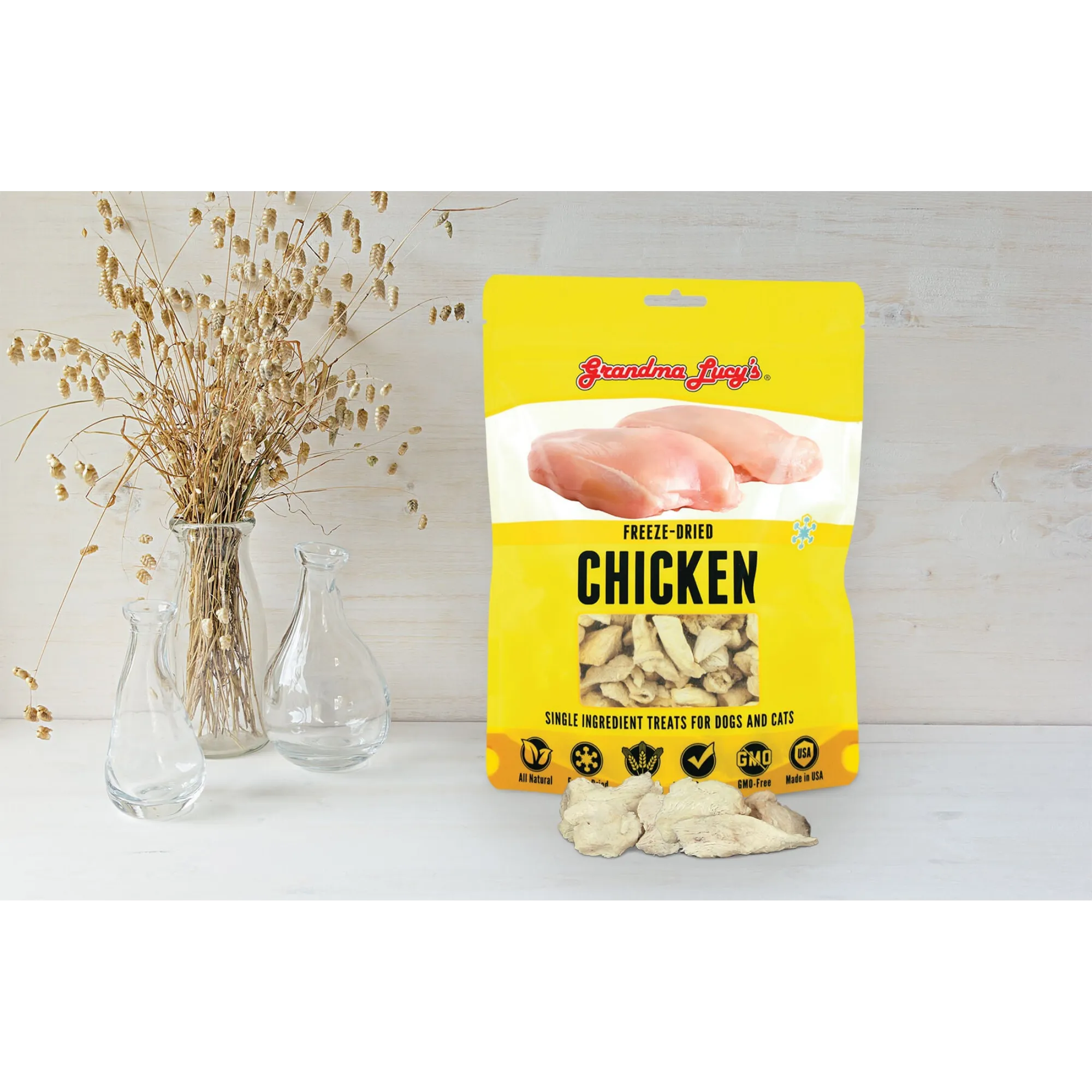 Grandma Lucy's Freeze-Dried Singles Chicken Dog & Cat Treats 4 oz