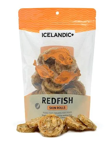 Icelandic  Redfish Skin Rolls Dog Treat 3oz