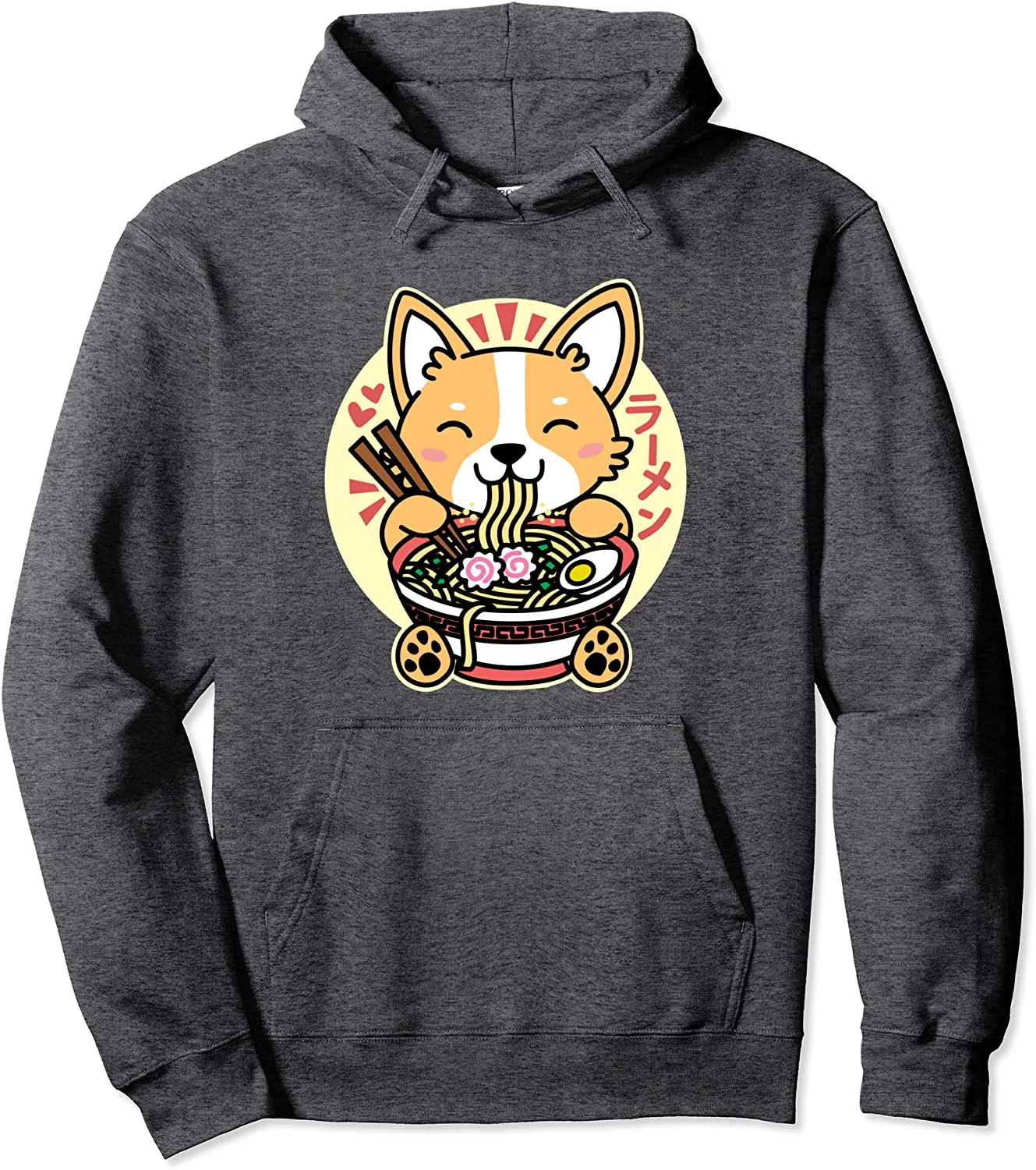 Kawaii Ramen Cute Anime Dog Corgi Japanese Noodles Pullover Hoodie