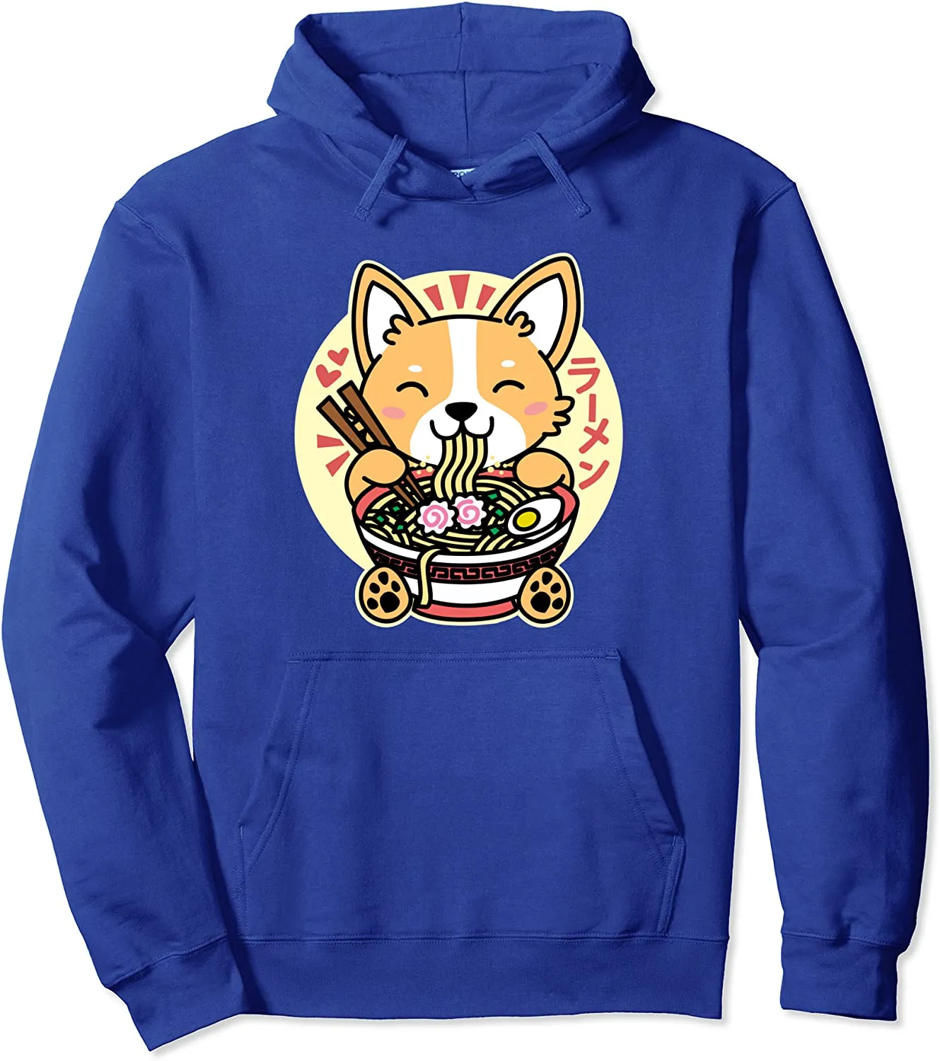 Kawaii Ramen Cute Anime Dog Corgi Japanese Noodles Pullover Hoodie