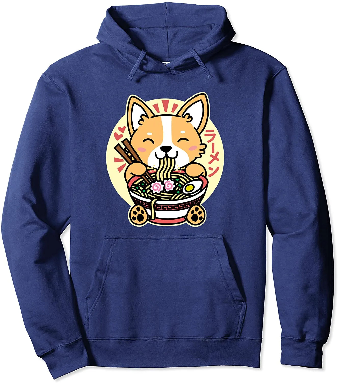 Kawaii Ramen Cute Anime Dog Corgi Japanese Noodles Pullover Hoodie