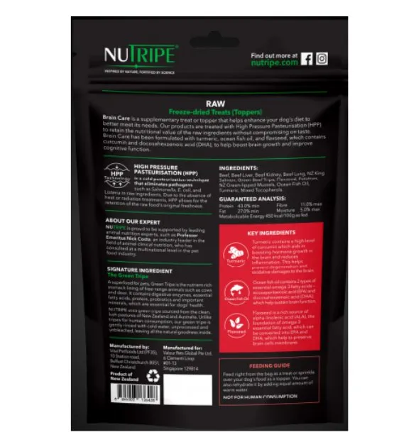 Nutripe Raw Freeze Dried Dog Treats & Toppers (Brain Care)